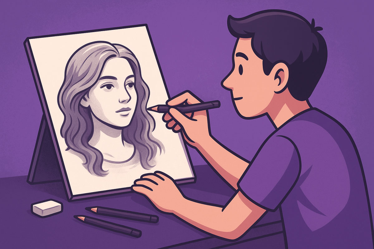 آموزش طراحی چهره(سیاه قلم) در مراغه